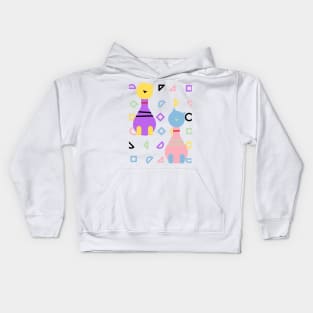 Geometric colourfull Pattern cat abstract cute Kids Hoodie